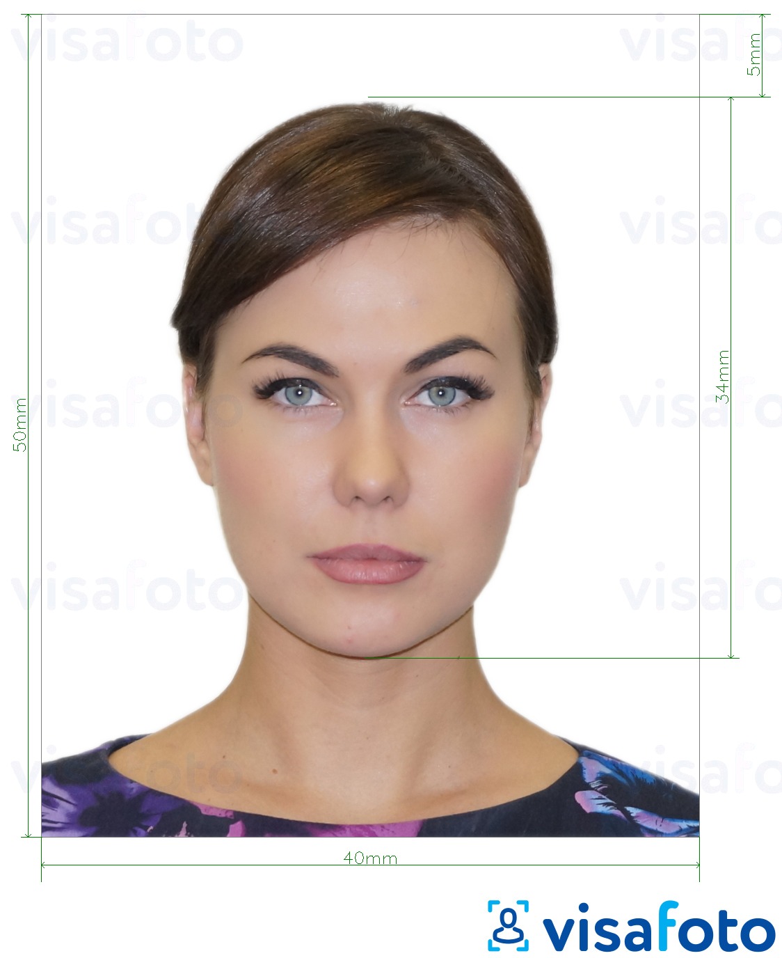 阿尔巴尼亚电子签证 4x5 厘米 的标准尺寸照片示例