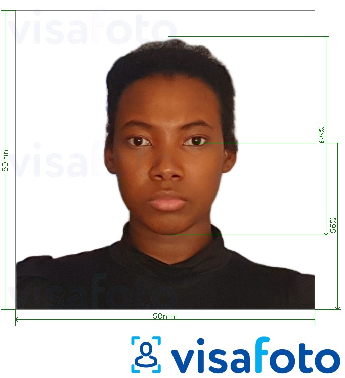 巴巴多斯护照5x5厘米 的标准尺寸照片示例