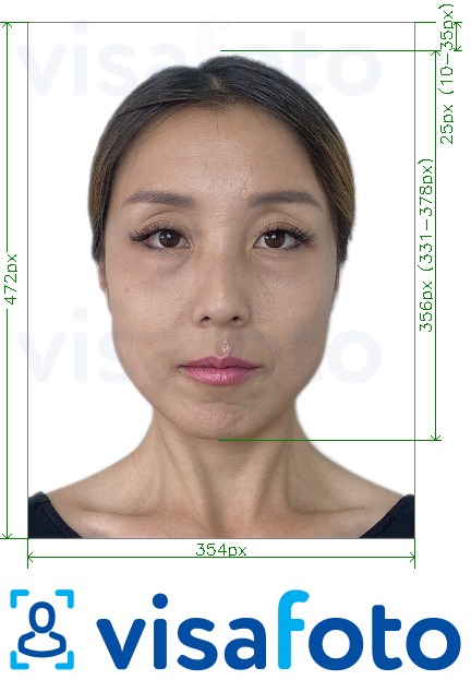 中国签证在线 354x472 - 420x560像素 的标准尺寸照片示例