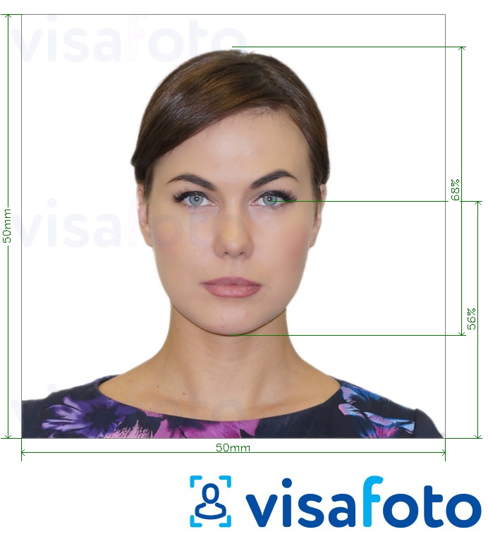 捷克护照5x5cm（50x50mm） 的标准尺寸照片示例