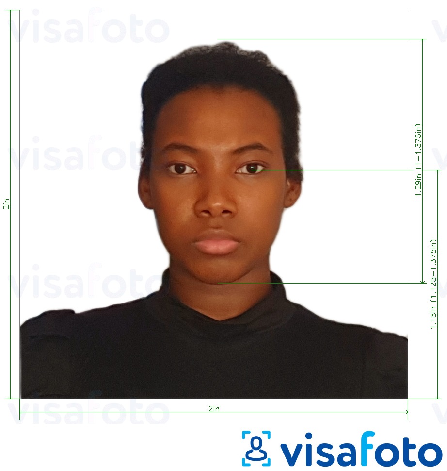 多米尼加共和国护照 2x2 英寸 的标准尺寸照片示例