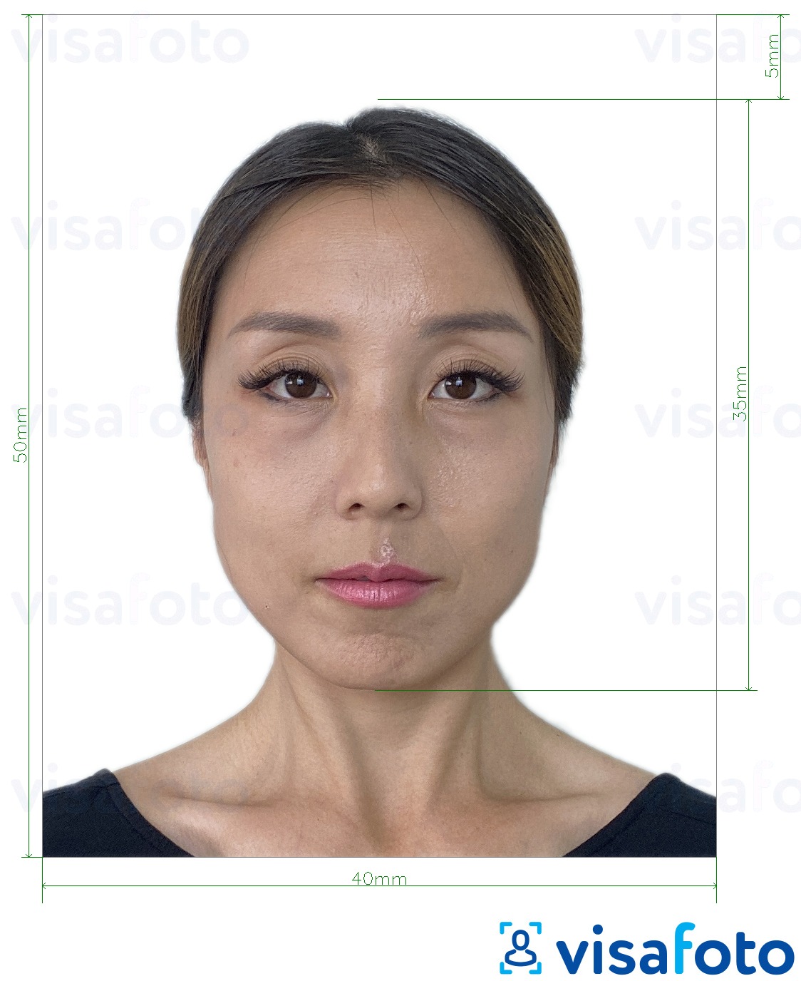 香港护照 40x50毫米（4x5厘米） 的标准尺寸照片示例