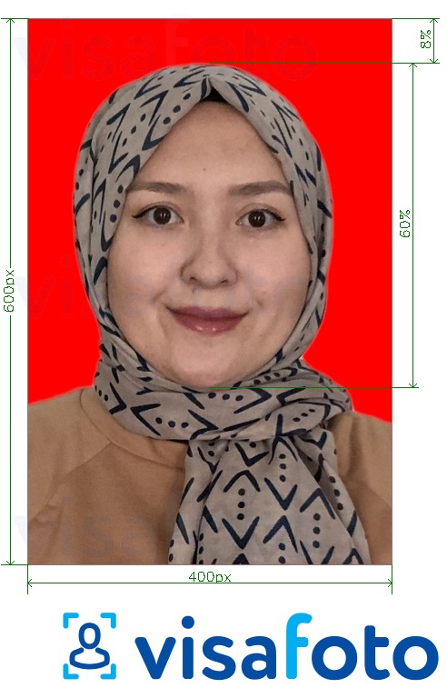印度尼西亚电子签证注册 的标准尺寸照片示例