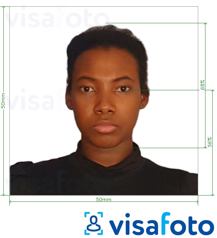 马达加斯加签证5x5厘米（50x50毫米） 的标准尺寸照片示例