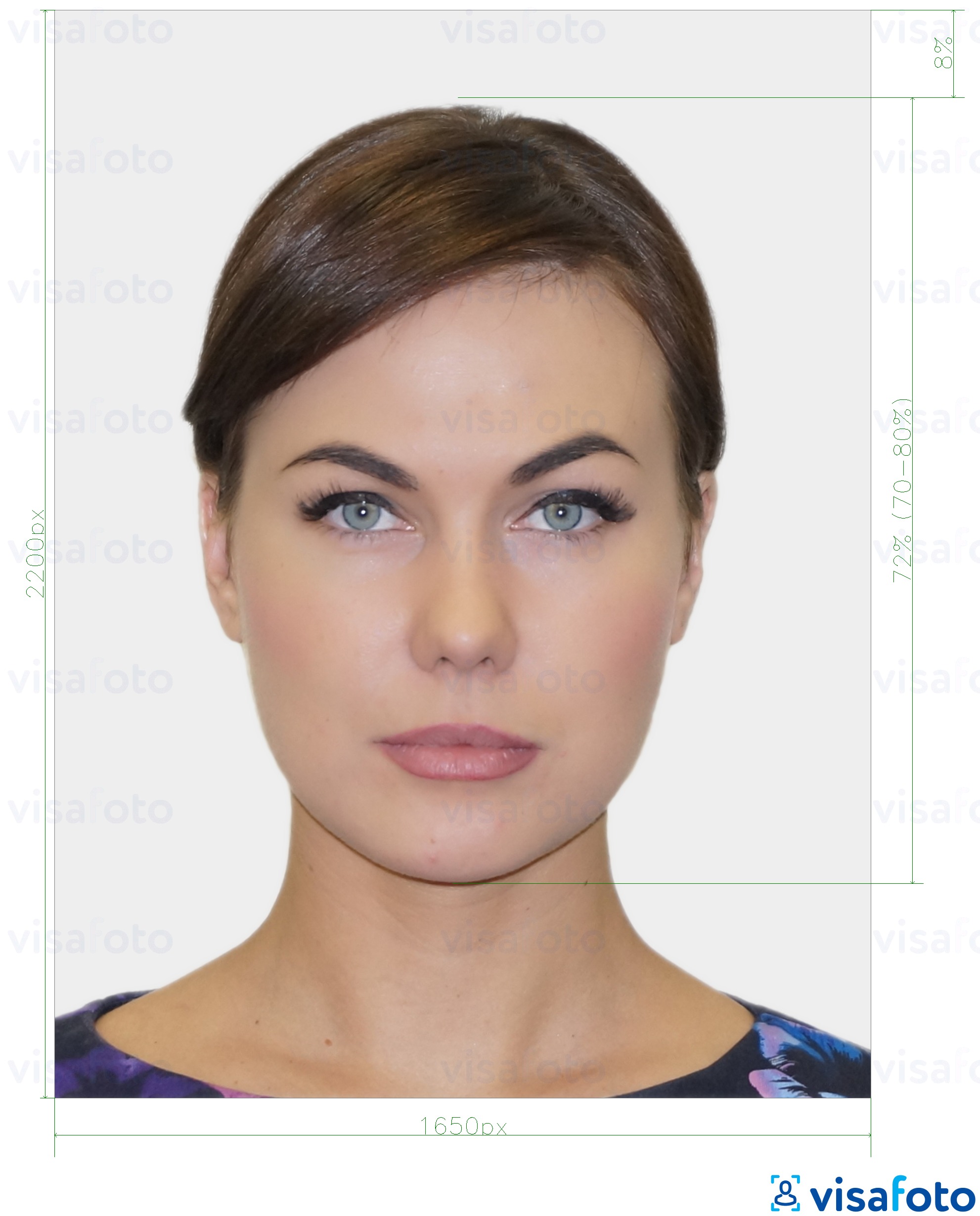 新西兰签证在线 900x1200 的标准尺寸照片示例