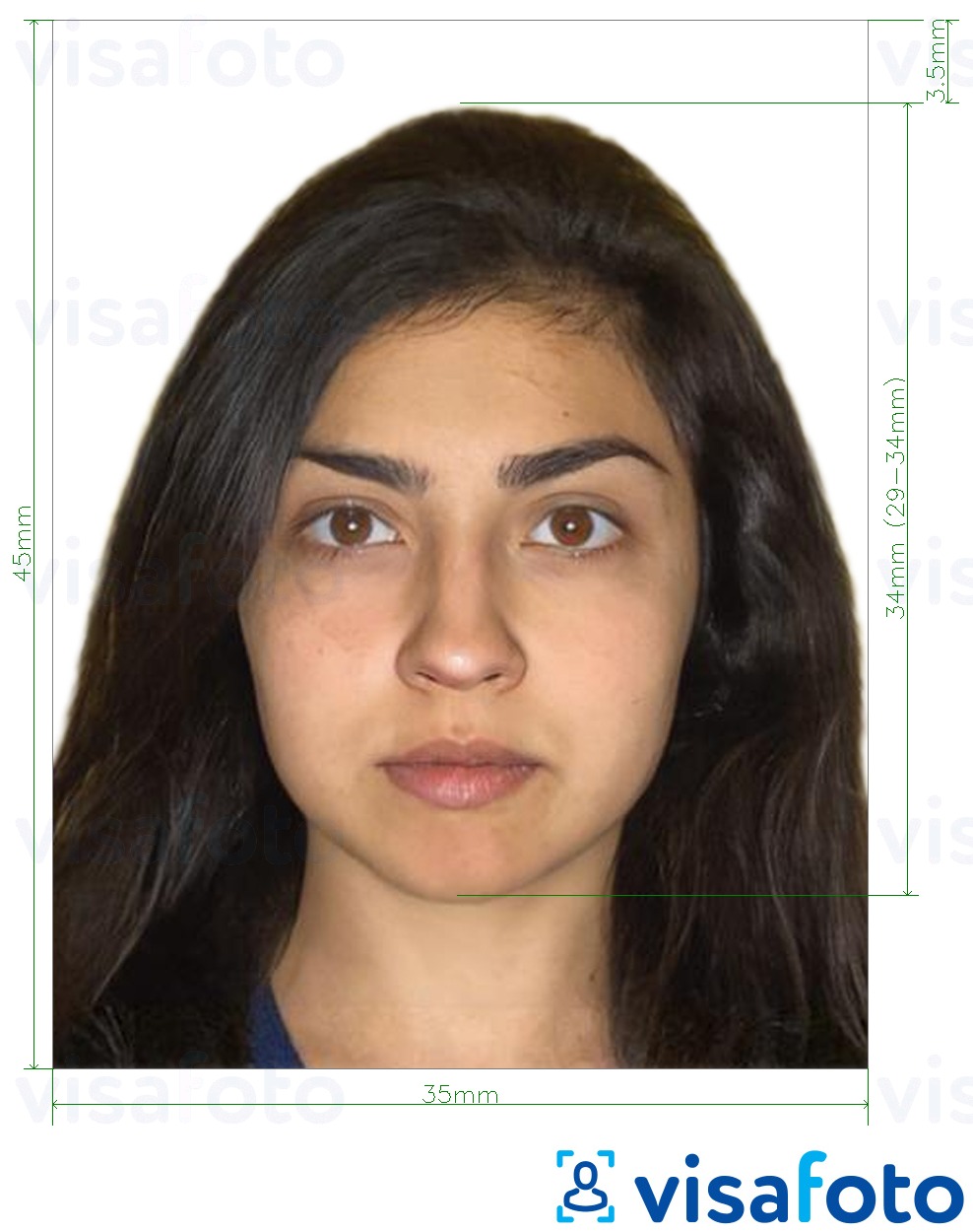 巴基斯坦国民身份证（NADRA，NICOP）35x45毫米 的标准尺寸照片示例