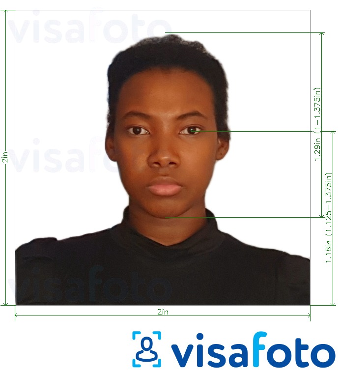 乌干达护照照片2×2英寸（51×51毫米，5×5厘米） 的标准尺寸照片示例