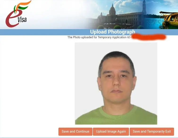 印度签证照片结果屏幕
