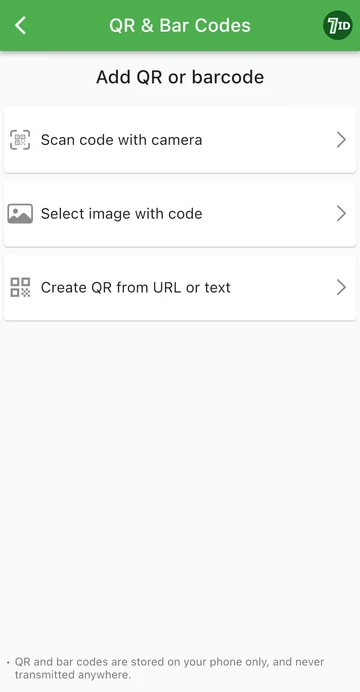 Aplikácia 7ID: Pridajte QR alebo čiarový kód