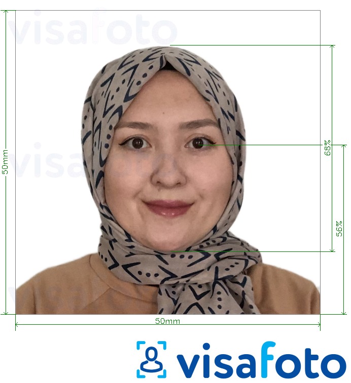 阿富汗护照5x5厘米（50x50毫米） 的标准尺寸照片示例