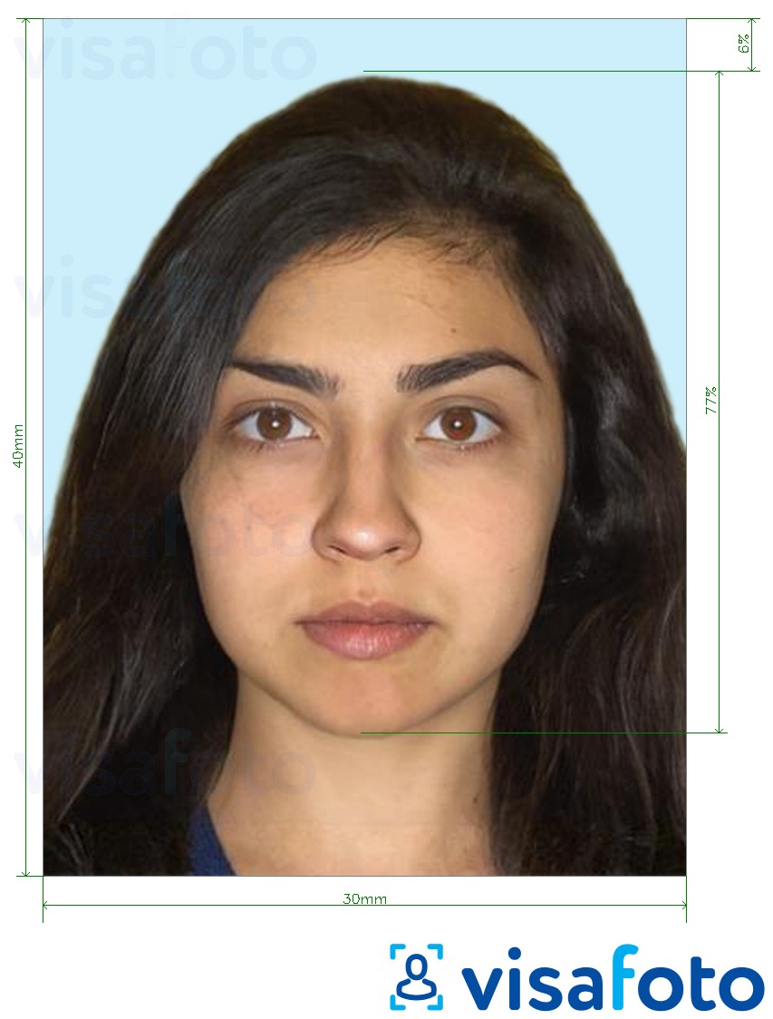 阿塞拜疆身份证30x40mm（3x4厘米） 的标准尺寸照片示例