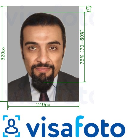 巴林身份证240x320像素 的标准尺寸照片示例