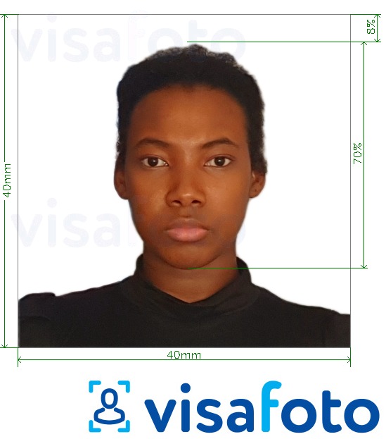 刚果（布拉柴维尔）护照4x4厘米（40x40毫米） 的标准尺寸照片示例
