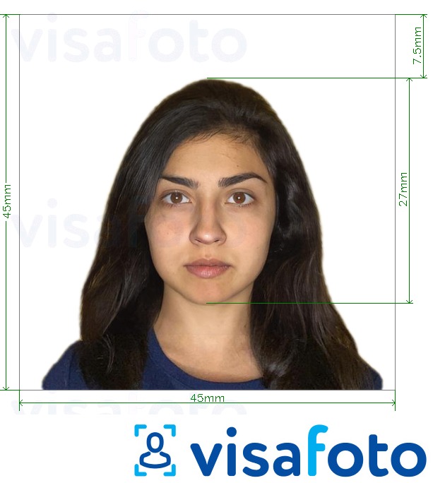 智利护照4.5x4.5厘米 的标准尺寸照片示例