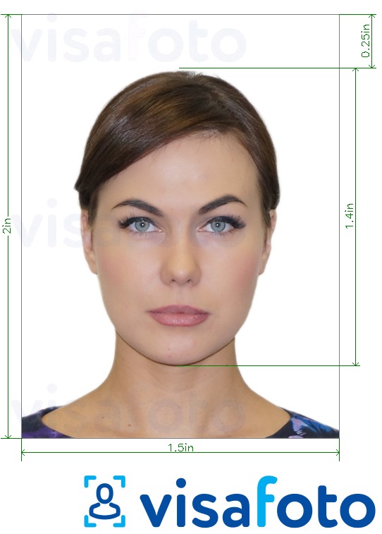 格林纳达护照1.5x2英寸 的标准尺寸照片示例