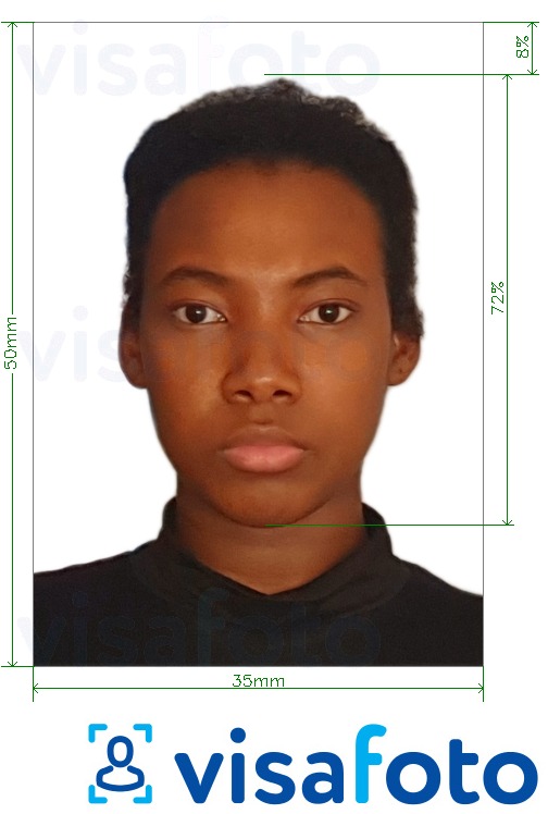 几内亚科纳克里签证35x50mm 的标准尺寸照片示例