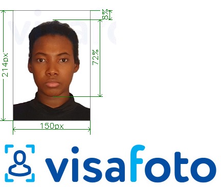 几内亚科纳克里电子签证for paf.gov.gn 的标准尺寸照片示例