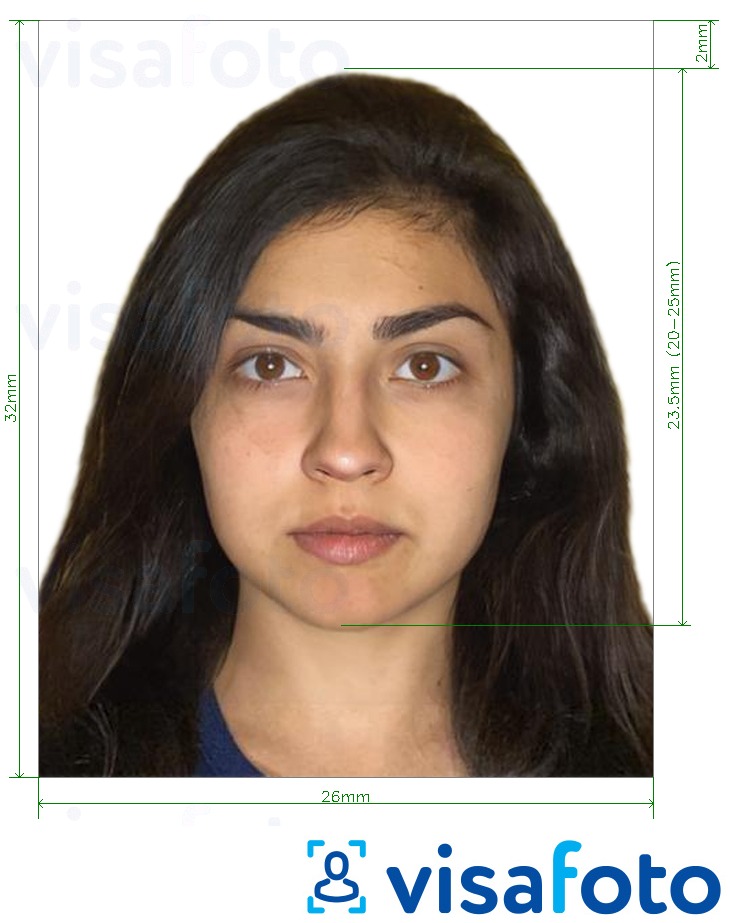 危地马拉护照2.6x3.2厘米 的标准尺寸照片示例