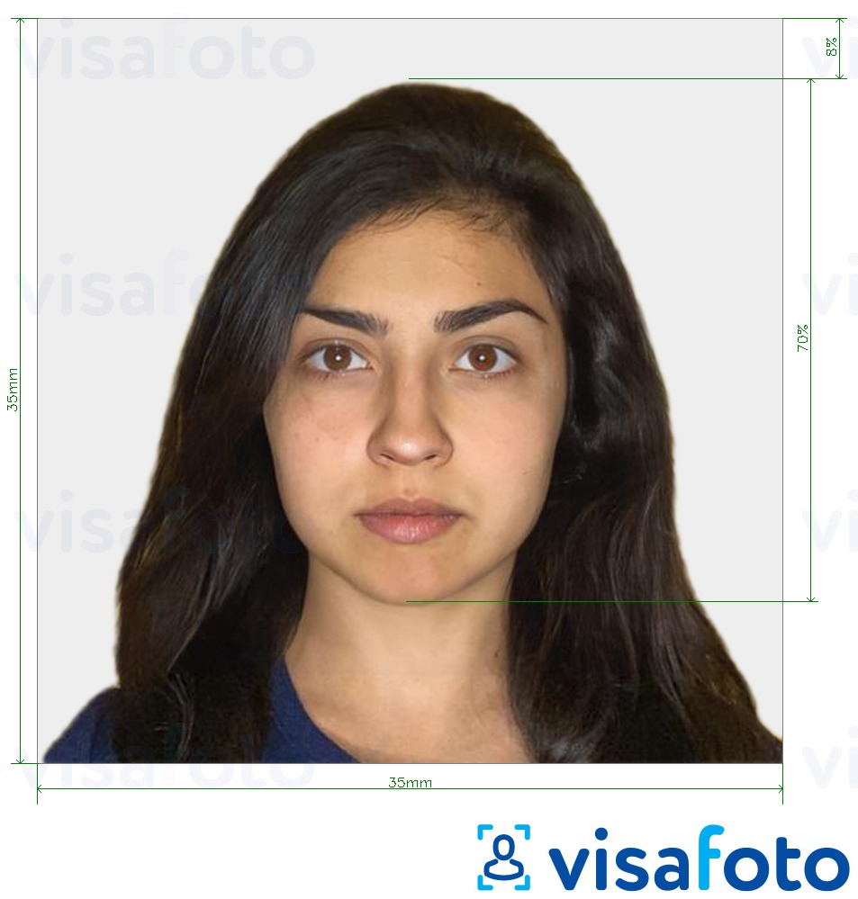 印度护照35x35毫米 的标准尺寸照片示例