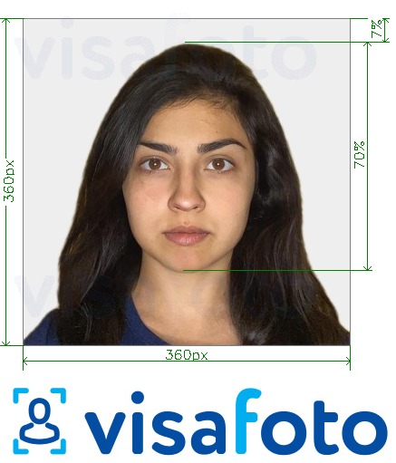 印度 OCI 护照 360x360 - 900x900 像素 的标准尺寸照片示例