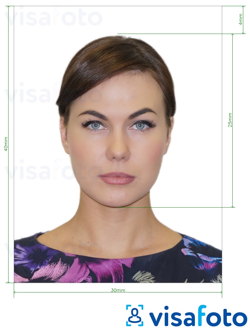 俄罗斯养老金领取者ID 3x4 的标准尺寸照片示例