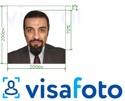 通过enjazit.com.sa在线访问沙特阿拉伯电子签证 的标准尺寸照片示例