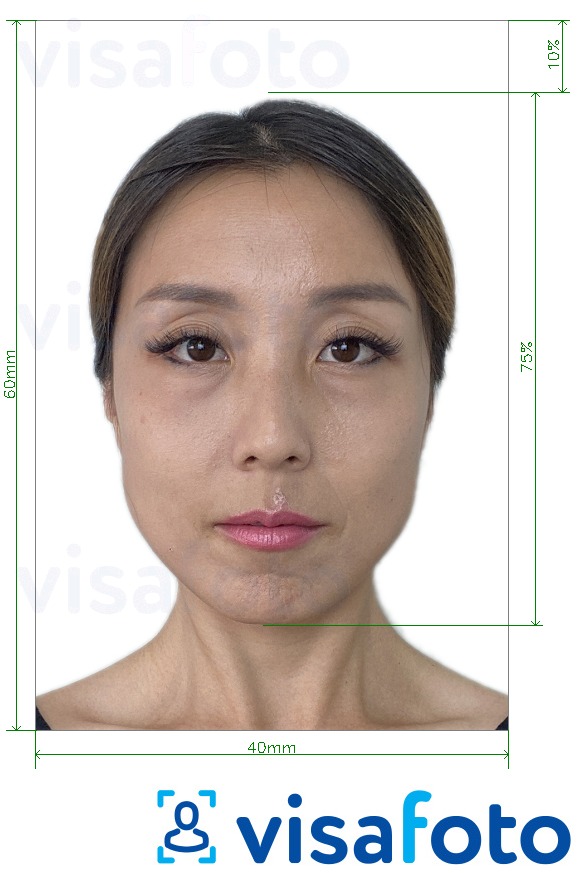 泰国外国人登记簿4x6厘米 的标准尺寸照片示例