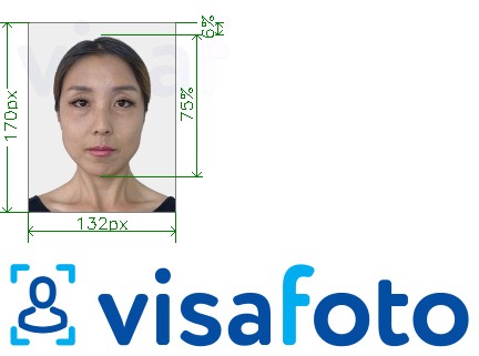 泰国电子签证 132x170像素 的标准尺寸照片示例
