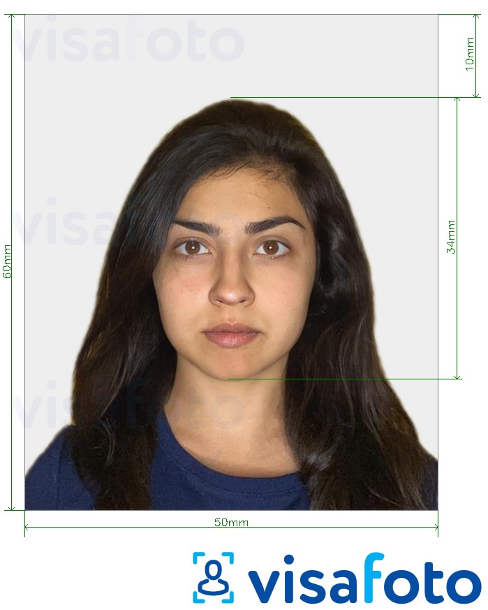 土耳其护照50x60毫米（5x6厘米） 的标准尺寸照片示例