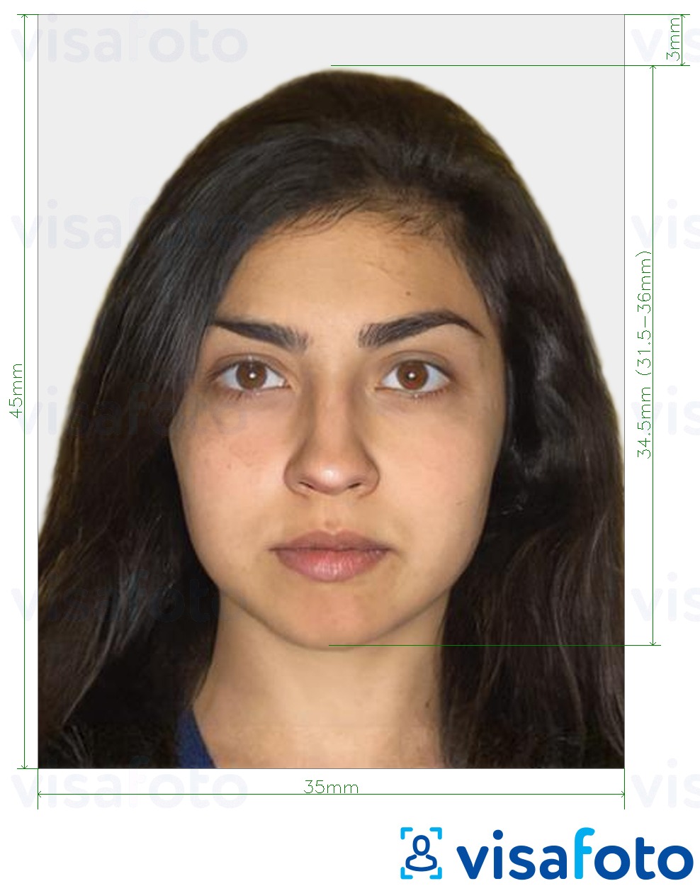 萨摩亚护照45x35毫米（4.5x3.5厘米） 的标准尺寸照片示例