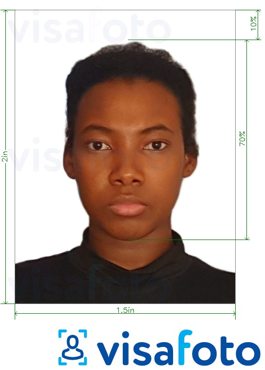 赞比亚护照1.5x2英寸（51x38毫米） 的标准尺寸照片示例